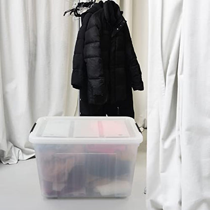 4-Pack Clear Large Plastic Storage Box with Wheels, 70 L - size: 70 L
