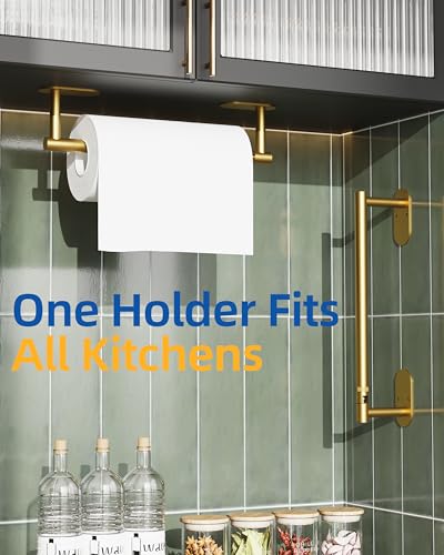 RUACQ Paper Towel Holder Under Cabinet, Stainless Steel, Brushed Gold - color: Brushed Gold, size: Standard - Oval