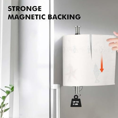 KIHOGEM Magnetic Paper Towel Holder, One Hand Operable, Silver - color: Silver