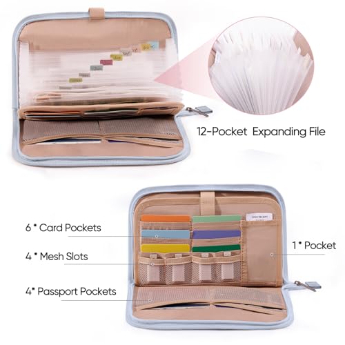 Receipt Organizer for Business 10x6 Accordion File Organizer w/ 12 Pockets - color: Grey, size: Medium