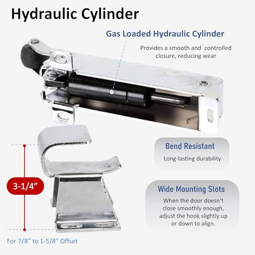 Awoco 1094 Hydraulic Door Closer, Exposed Mounting with 1094-X27 Adjustable Wide Hook (7/8" to 1-5/8" Offset) for Walk-in Coolers/Freezers by Kason - style: Exposed closer with 7/8"to 1-5/8" Hook