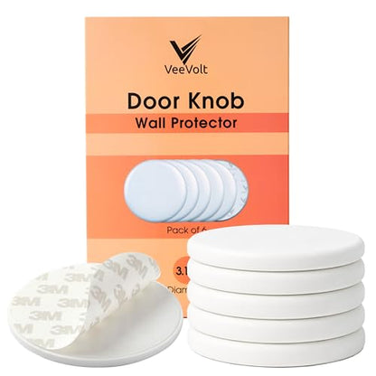 Door Knob Wall Protector 3.15" 6 Pack, White Adhesive Silicone Pads - size: 3.15 inches Pack 6