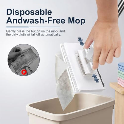 Masthome Snap Grip Mini Mop with Built-in Squeegee,30" Hands Free Clamp Mop - color: White Mini