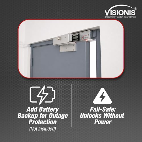 Visionis Electromagnetic Door Lock, 600 lbs, LED Sensor, Indoor, 12V 24V - size: Silver Magnetic Lock