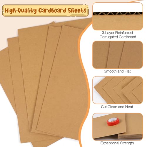 Cardboard Sheets，13 Pack 8.5"x11" Corrugated Cardboard Sheets,Cardboard Inserts Flat for DIY Crafts,Packing, Shipping, Mailing(Brown)