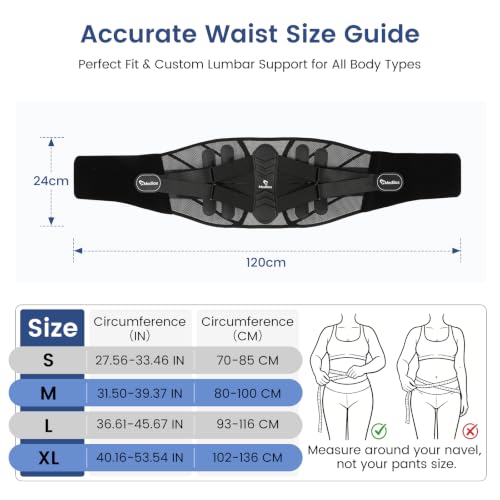 Medilax Back Brace For Lower Back Pain Women Men, (Black/L) - color: Black, size: Large(Waist:36.6″-45.7″)