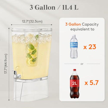 Lifewit 3 Gal Drink Dispenser with Fruit Infuser & Leak-Proof Spigot, 2 Pcs