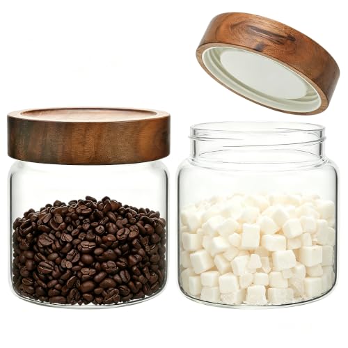Small Glass Jars With Lids 16oz Spice Jars with Screw Lids Kitchen Clear Glass Storage Canister Container for Salt Herbs Cinnamon Coffee Seasoning Candy Cookie Tea (16oz(500ml)-2 pack) - color: 16oz(500ml)-2 pack