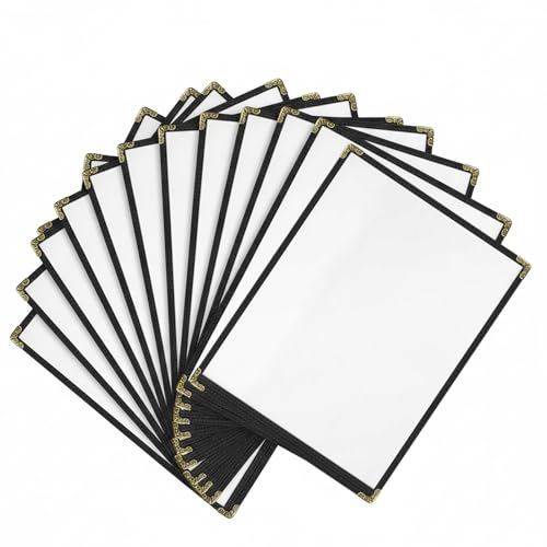 25 Pack Menu Covers 8.5 x 11 – 2 View Single Page Top Loading Menu Holders, Clear Vinyl Restaurant Menu Covers with Double-Stitched Edges, Durable Waterproof PVC Menu Sleeves for Bar, Café, Hotel - color: Black, size: 25 Pack-1 Pages /2 Views-8.5"x11"
