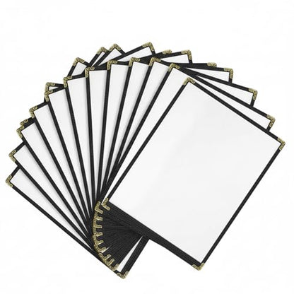 25 Pack Menu Covers 8.5 x 11 – 2 View Single Page Top Loading Menu Holders, Clear Vinyl Restaurant Menu Covers with Double-Stitched Edges, Durable Waterproof PVC Menu Sleeves for Bar, Café, Hotel - color: Black, size: 25 Pack-1 Pages /2 Views-8.5"x11"