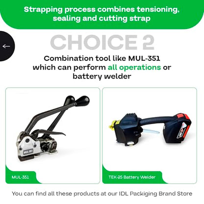 IDL Packaging 1/2" x .028" x 200' Mini Polyester (PET) Strapping Coil, 760 lbs Breaking Strength, Black - UV, Water and Rust Resistance - Flexible and Strong Packaging Banding - size: 1/2W" x 200L' (760 lbs BS)