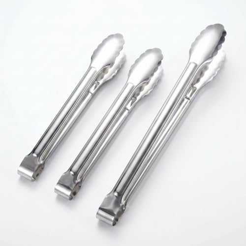 Kitchen Tongs,Serving Tongd Set of 3, 9 Inch and 12 Inch, for Home, Kitchen, Restaurant, Dinner,Dishwasher Safe - size: 9-12inches-3Pcs