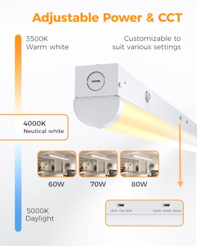 8FT LED Linear Strip Light: 80/70/60W 10400LM 3CCT 3500/4000/5000K - size: 8FT|2P