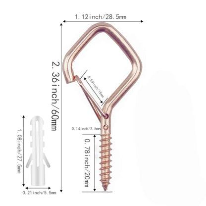 12 Pcs 2.36IN Ceiling Hooks with Safety Buckle for Plants - color: Rose Gold, size: 12Pcs