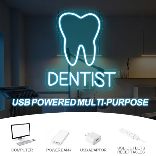 Tooth Dentist Neon Sign Dential Clinic Hospital Open LED Light - color: Dentist