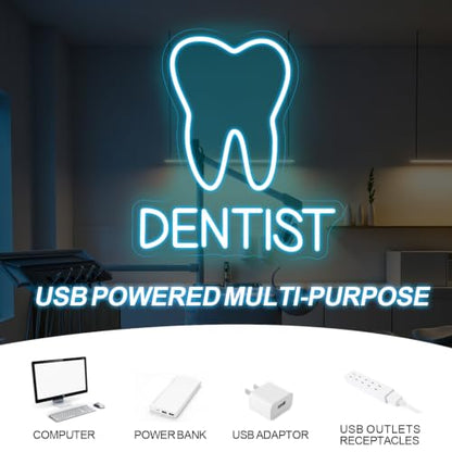 Tooth Dentist Neon Sign Dential Clinic Hospital Open LED Light - color: Dentist