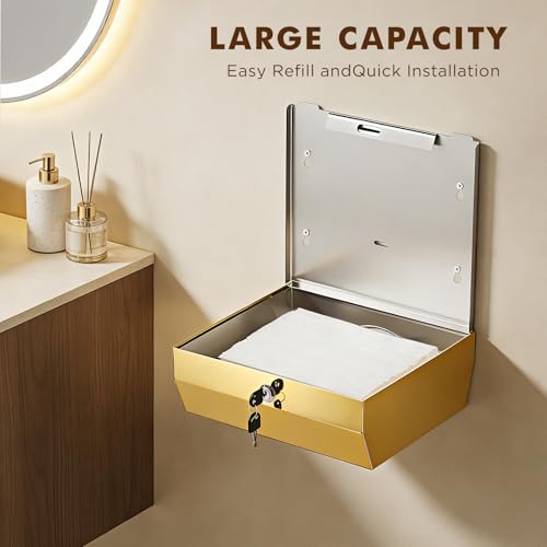 Gorlary Commercial Paper Towel Dispenser Wall Mount, Gold - color: Gold, size: 300 Sheets – Medium