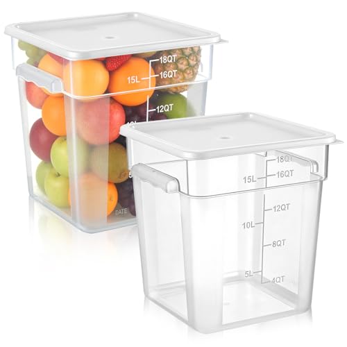 FoldTier 2 Pcs Square Food Storage Containers, White, 18 Qt - color: White, size: 18 Qt
