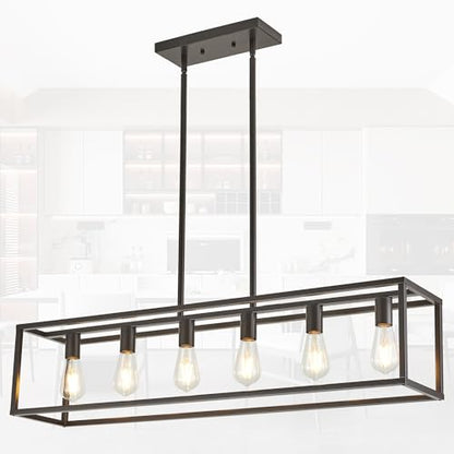 Dining Room Light Fixture, Kitchen Fixture Lights Pendant Lights Kitchen Island Oil Rubbed Bronze 6-Light Industrial Pendant Lighting for Kitchen Island - color: Oil-Rubbed Bronze, size: 6 Lights