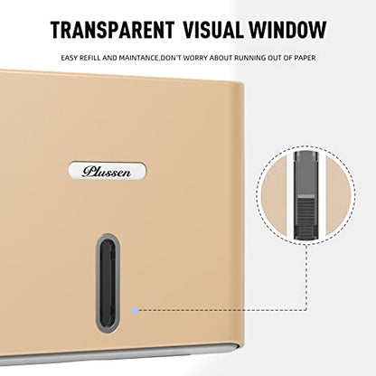 Paper Towel Dispenser Wall Mount, Adhesive No Drilling Multifold Trifold C Fold Commercial Hand Towel Dispenser,Gold - color: Gold
