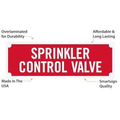 SmartSign - SE-5032-ERE-REF-2x6 "Sprinkler Control Valve" Tag | 2" x 6" Engineer Grade Reflective White on Red (Pack of 3) - size: 2" x 6" (Pack of 3)