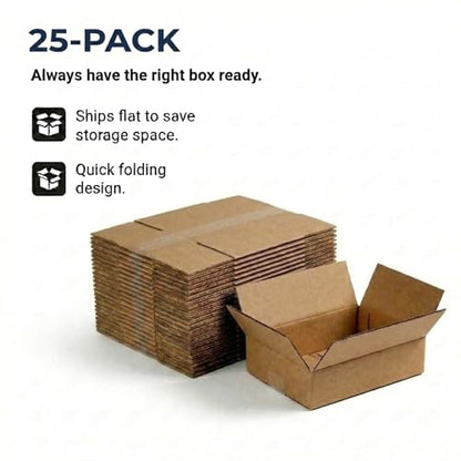 BOX USA 1293 Flat Corrugated Cardboard Box 12" L x 9" W x 3" H, Kraft, For Shipping, Packing and Moving (Pack of 25) - size: 12x9x3" (25-Pack)
