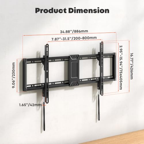 Heavy Duty Tilting TV Wall Mount for 43-100 Inch TVs up to 165 lbs - size: 100 Inch