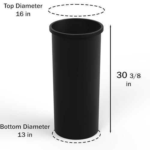 22 Gallon Black Round Waste Basket | 88 Qt Trash Can - color: Black, size: 22 Gal | No Lid