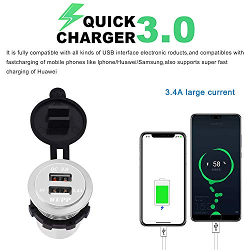 BlueFire USB Charger Socket, Dual Port QC3.0 Fast Charging Outlet