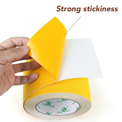 BOMEI PACK Yellow 4 Inch Anti Slip Traction Tape, 16 Foot x 4" Wide Heavy Duty Best Grip, Friction, Abrasive Adhesive for Stairs, Tread Step, Indoor, Outdoor - color: Yellow