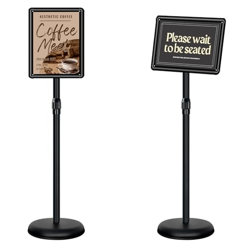 8.5 x 11" Pedestal Sign Holder, Adjustable Floor Standing Display Stand - color: Black, size: 8.5x11in