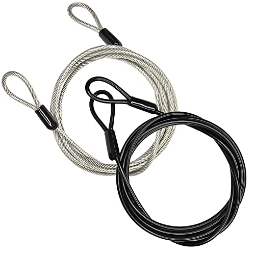 GOMRQING 3mm 200CM/6.6ft Long Outdoor Travel Security Cable Lock,Braided Steel Coated Safety Cable Luggage Lock,Safety Cable Wire Rope Chain Lock Double Loop Lightweight (2 Pack) - size: 6.6FT-2 Pack