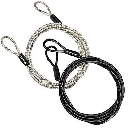 GOMRQING 3mm 200CM/6.6ft Long Outdoor Travel Security Cable Lock,Braided Steel Coated Safety Cable Luggage Lock,Safety Cable Wire Rope Chain Lock Double Loop Lightweight (2 Pack) - size: 6.6FT-2 Pack