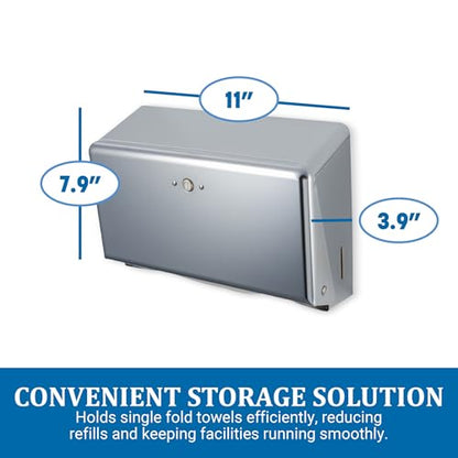 Carlisle FoodService Products T1950XC Mini C-Fold/Multifold Commercial Towel Dispenser, 250 Multifold / 150 C-Fold Towel Capacity, Chrome - color: Chrome, style: 250 Multifold/150 C-Fold