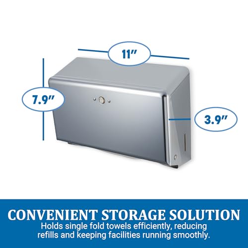 Carlisle FoodService Products T1950XC Mini C-Fold/Multifold Commercial Towel Dispenser, 250 Multifold / 150 C-Fold Towel Capacity, Chrome - color: Chrome, style: 250 Multifold/150 C-Fold