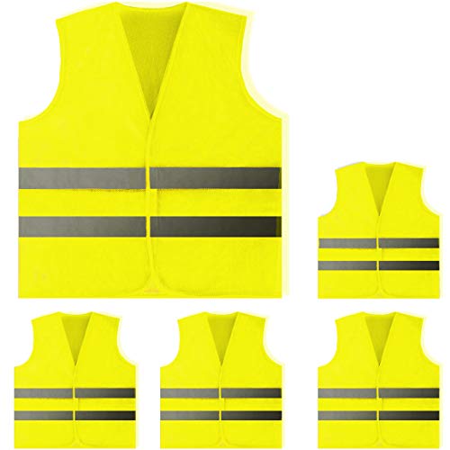 PeerBasics Safety Vests 5 Pack - Yellow Reflective High Visibility, Men Women - color: Yellow, size: 5