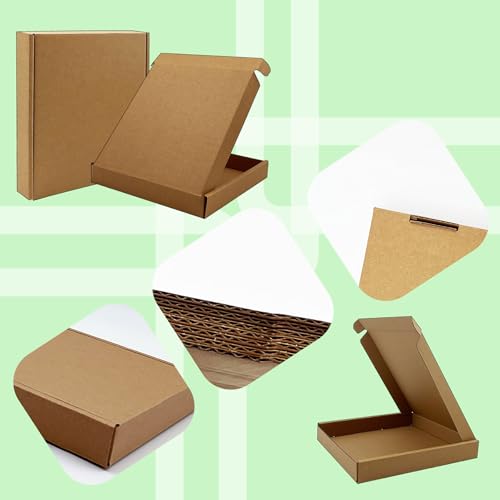 7x7x1 inch Small Shipping Boxes 50 Pack, Brown Corrugated Cardboard Mailers - size: 7x7x1 inch