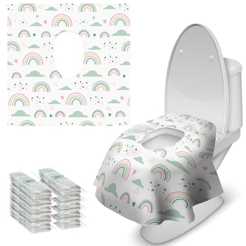 Blissful Diary 20 Pcs Toilet Seat Covers Disposable for Toddlers & Adults, Extra Large Waterproof, Portable Package for Travel, Kids Potty Training - color: Rainbow, size: 20Pack
