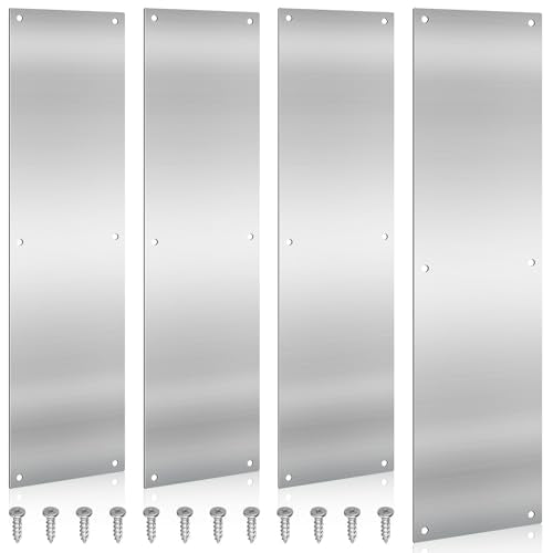 16x4"Metal Door Push Plate 4Pcs Door Kick Plate Stainless Steel with Screws - size: 4 pcs
