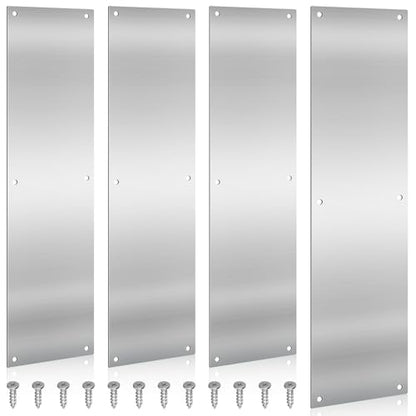 16x4"Metal Door Push Plate 4Pcs Door Kick Plate Stainless Steel with Screws - size: 4 pcs