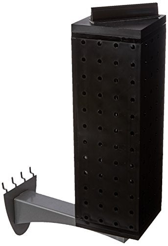 Azar Displays 700231-BLK 4" W x 4" D x 12" H Four-Sided Revolving Pegboard Display with Extension Rod in Solid Black - color: Black