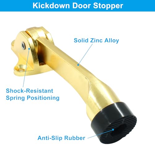 Jiozermi 4 Inch KickDown Door Stopper, Brushed Gold, 2pcs - color: Brushed Gold