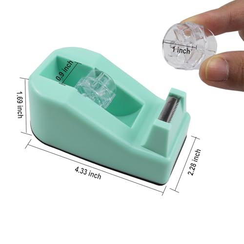 Desktop Tape Dispenser,1 Pack Green Tape Dispensers with 12Rolls Transparent Tape, for Packaging in Office,Restaurant, Flower Shop,Cake Shop (Green) - color: Green
