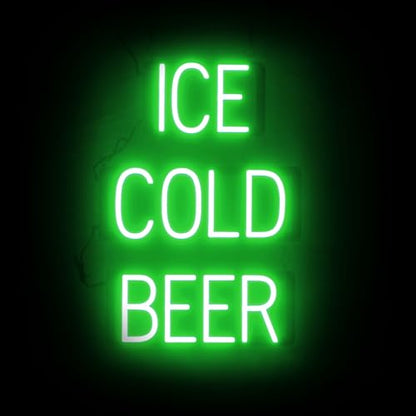 SpellBrite LED Neon ICE COLD BEER Sign for Business - Green, 17" x 24" - color: Green, size: ICE COLD BEER (17"x24")