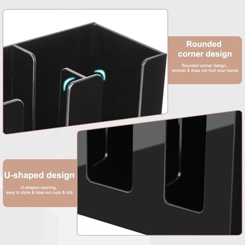 Coffee Cup Holder, Cup and Lid Organizer fits 5 to 16 oz Disposable Cups - color: Black, size: 4 Compartment