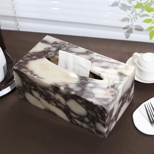DUANYAN Luxury Marble Tissue Box Cover, Calacatta Marble Tissue Box Holder - color: Calacatta Viola