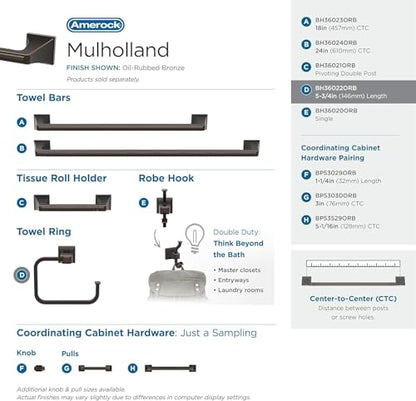 Amerock Mulholland 5-3/4" Oil-Rubbed Bronze Towel Ring - color: Oil Rubbed Bronze, size: 5-3/4 Inch (146 mm) Width