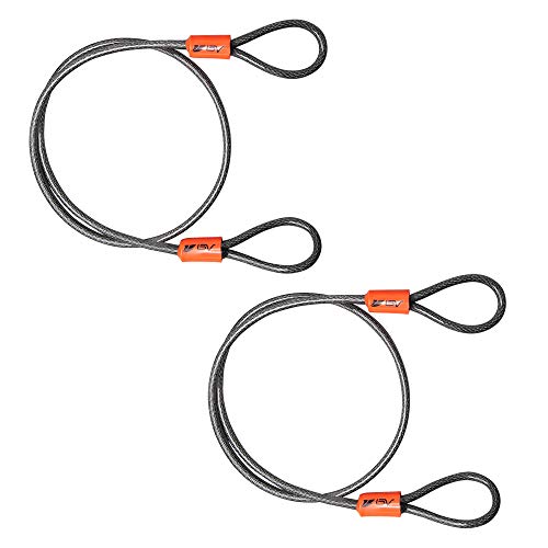 BV 2.5FT Bike Cable with Loops-5mm (3/16 Inch) Cut-Resistant Braided Steel Cable-Versatile & Weatherproof-Small Security Cable Lock, Security Chain for Padlock, Chain Lock, Wire Lock (Pair) - color: Pair, style: 2.5 FT