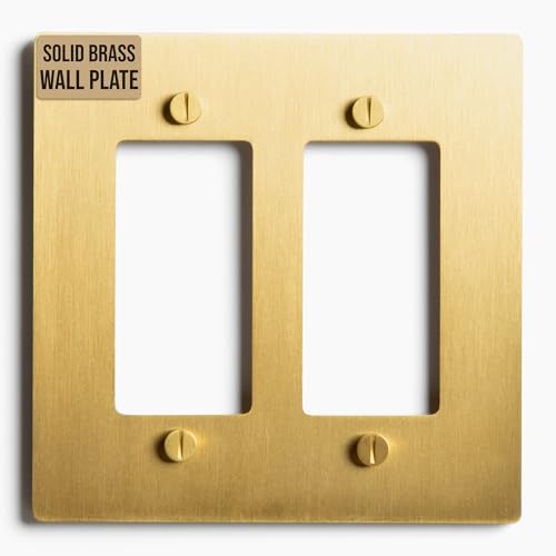 SELECT 2-Gang Solid Brass Wall Plate Cover, Satin Brass Finish - color: Satin Brass, size: 2 Gang, style: Wall Plate