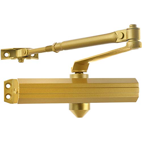 Lawrence Medium/Heavy Duty Door Closer Commercial Grade 1 - Surface-Mounted Commercial Automatic Door Closer with Adjustable 6-Speed Control and 3 Valves - Embassy Series LH5016 - style: Painted Brass (PB)